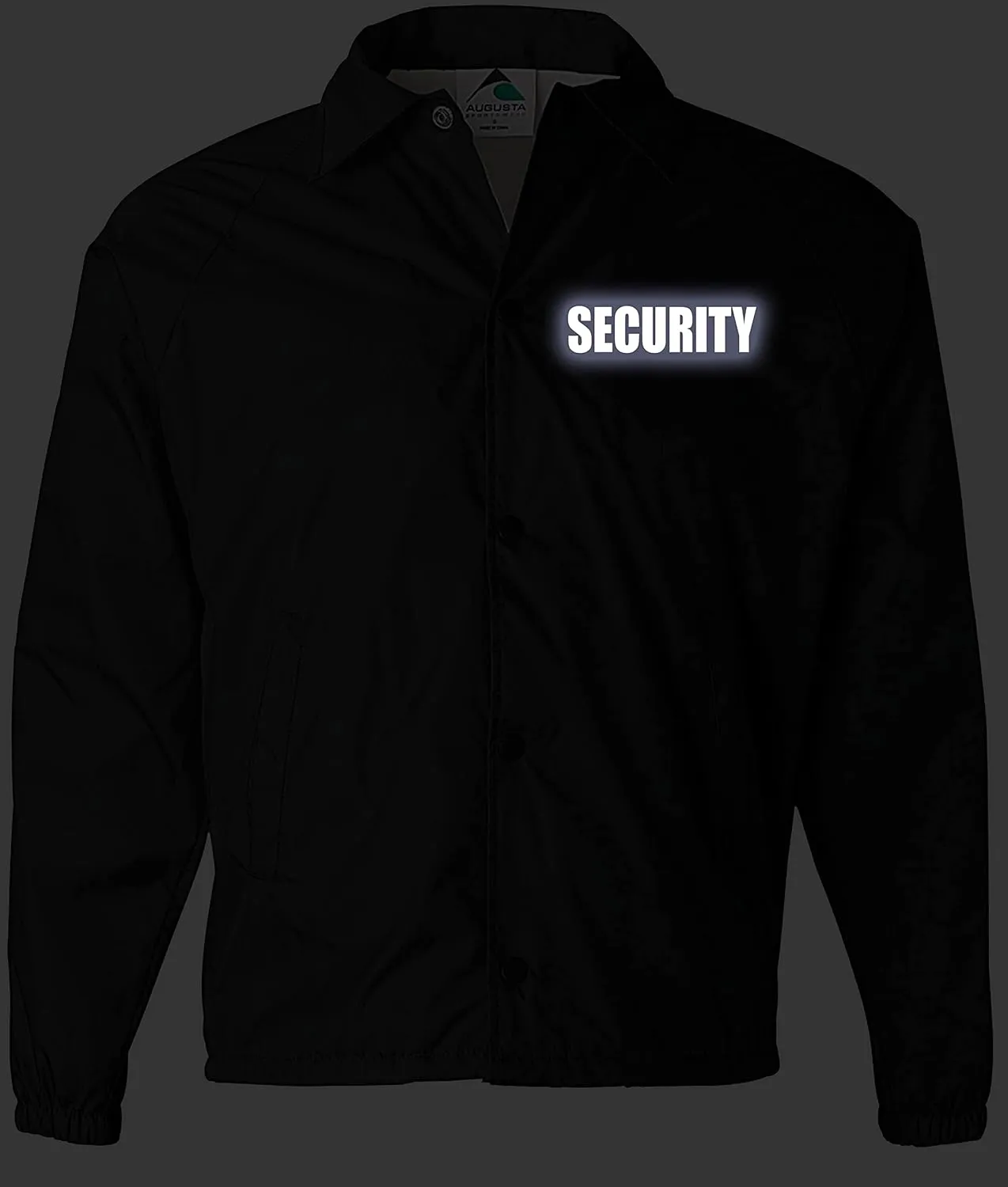 Smart People Clothing Security nylon jacket in with Reflective logos, front and back.