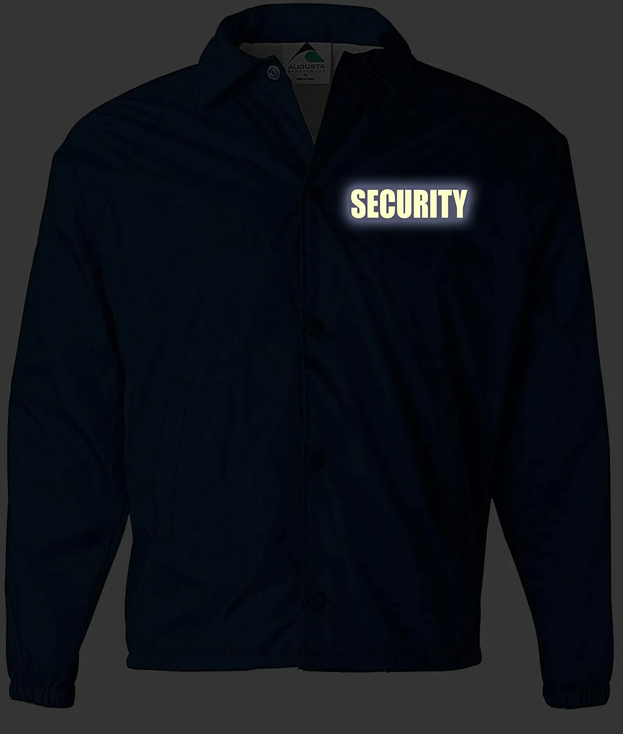 Smart People Clothing Security nylon jacket in with Reflective logos, front and back.