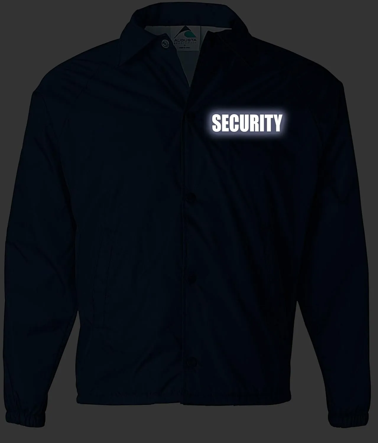 Smart People Clothing Security nylon jacket in with Reflective logos, front and back.