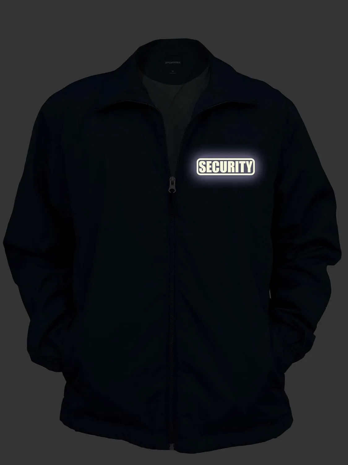 Smart People Clothing Security Zipped up Windbreaker with Reflective Decorations Front and Back