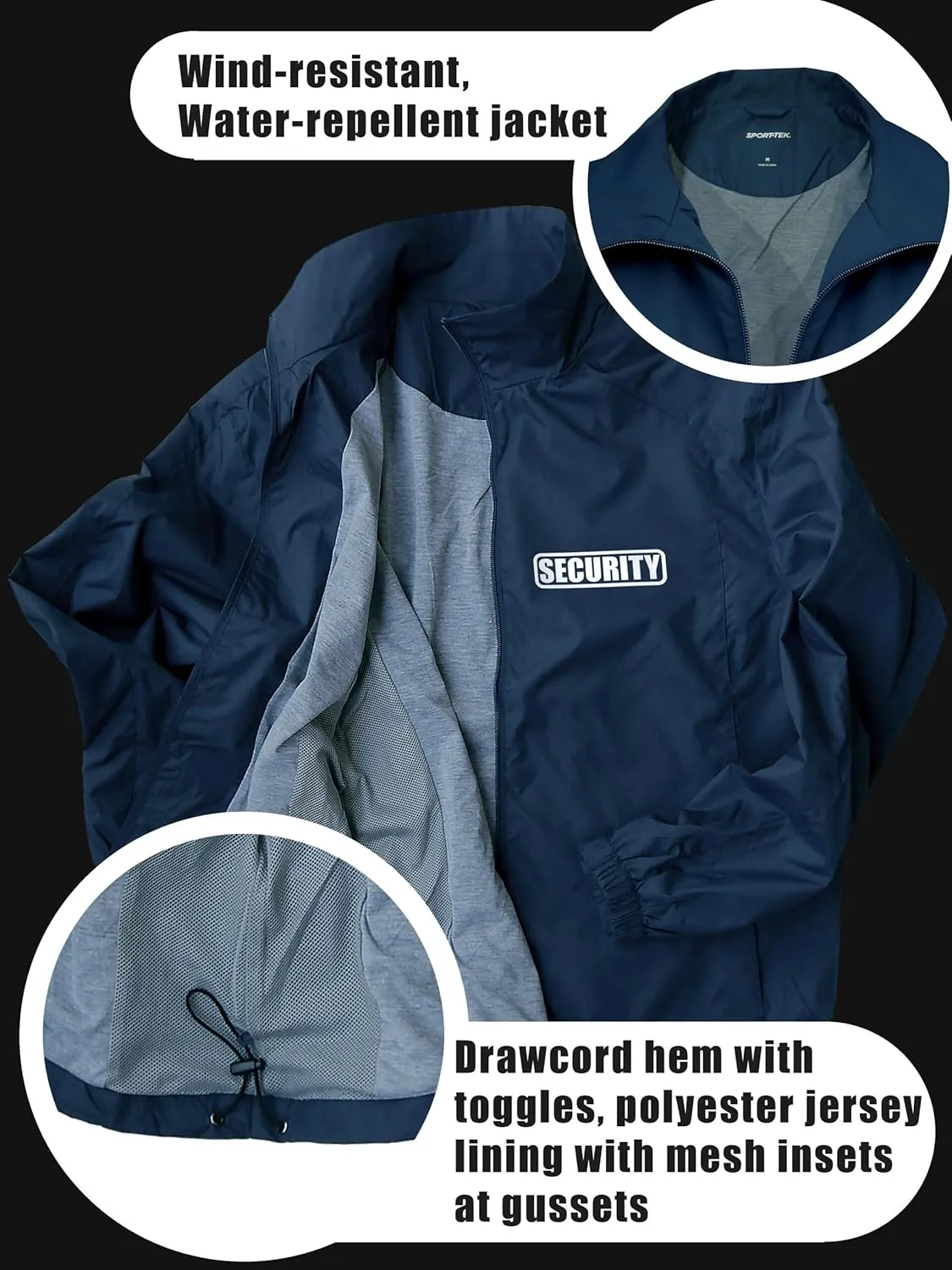 Smart People Clothing Security Zipped up Windbreaker with Reflective Decorations Front and Back