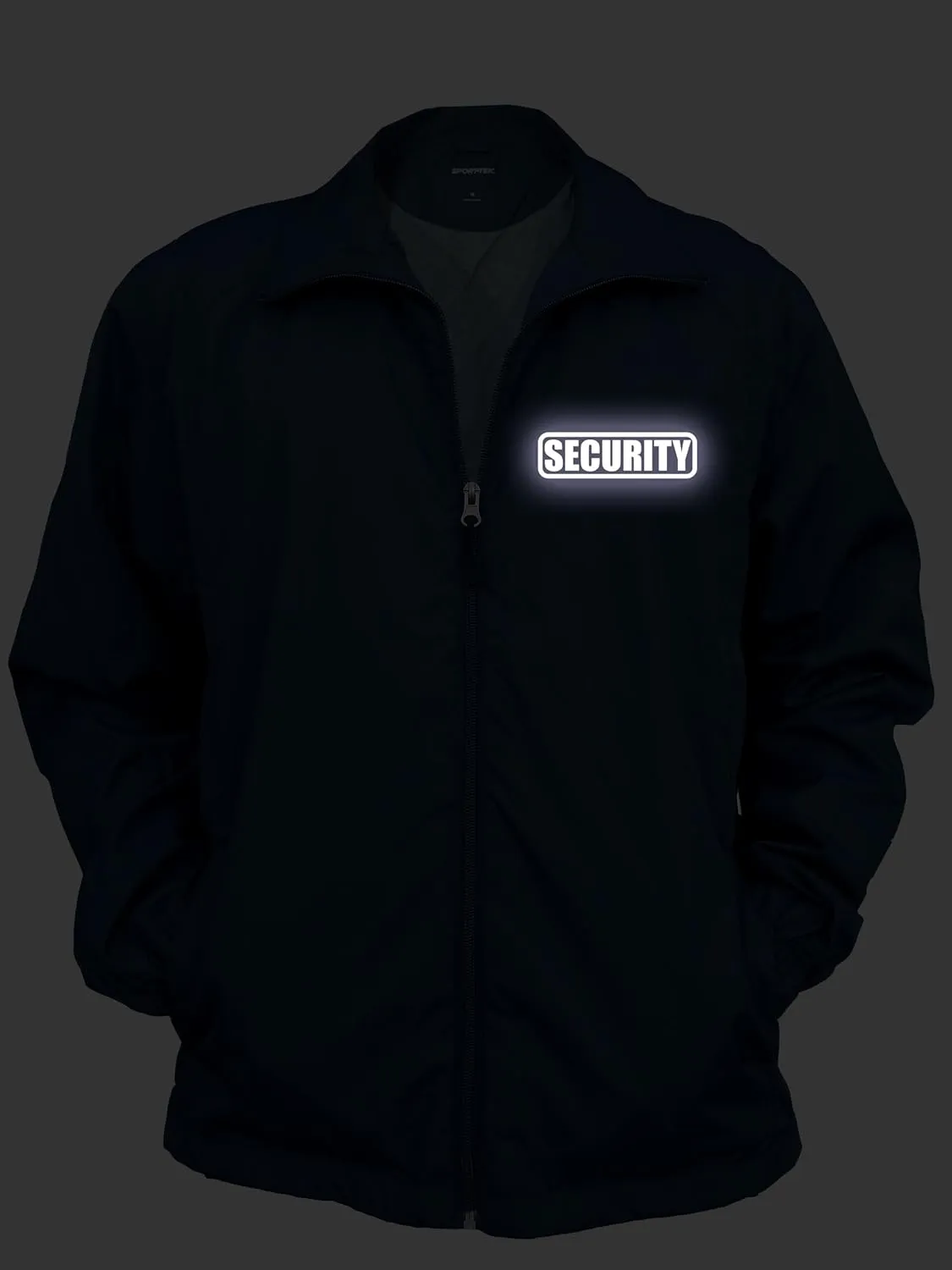 Smart People Clothing Security Zipped up Windbreaker with Reflective Decorations Front and Back