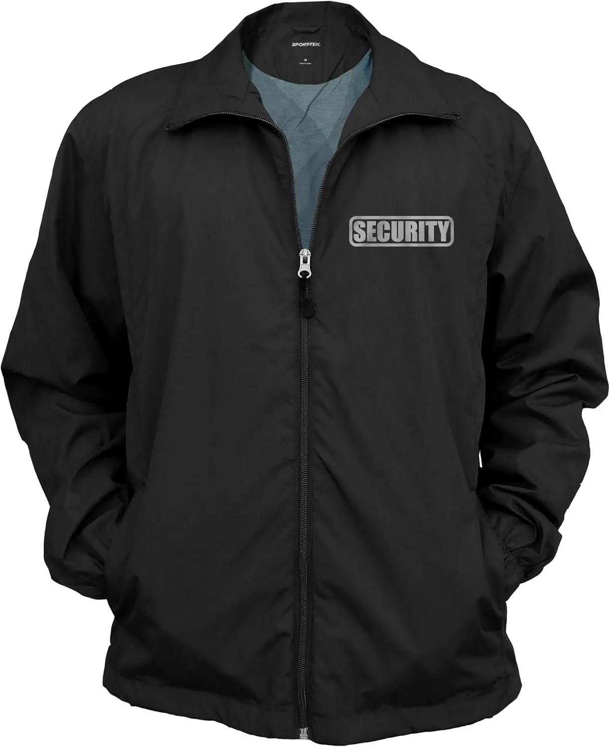 Smart People Clothing Security Zipped up Windbreaker with Reflective Decorations Front and Back