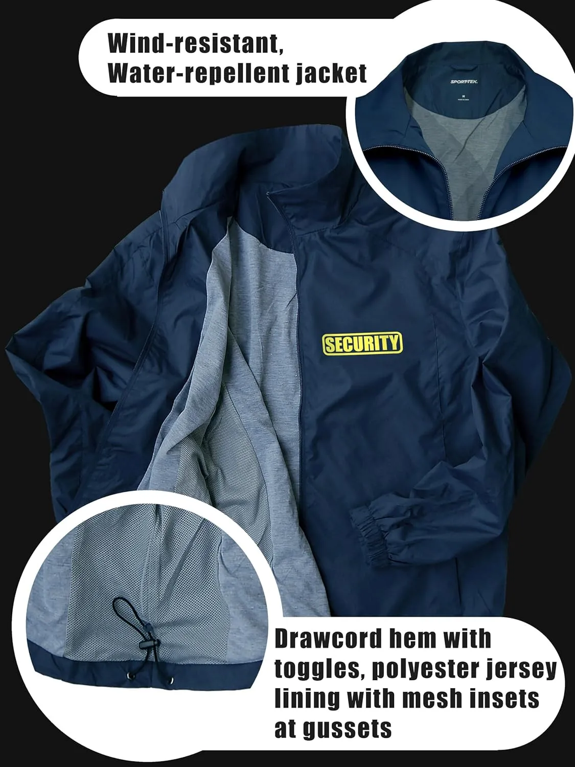 Smart People Clothing Security Zipped up Windbreaker with Reflective Decorations Front and Back