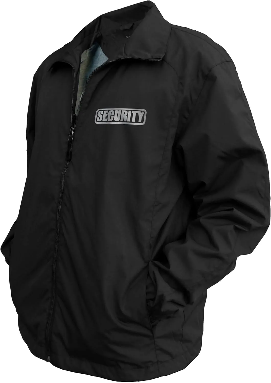 Smart People Clothing Security Zipped up Windbreaker with Reflective Decorations Front and Back