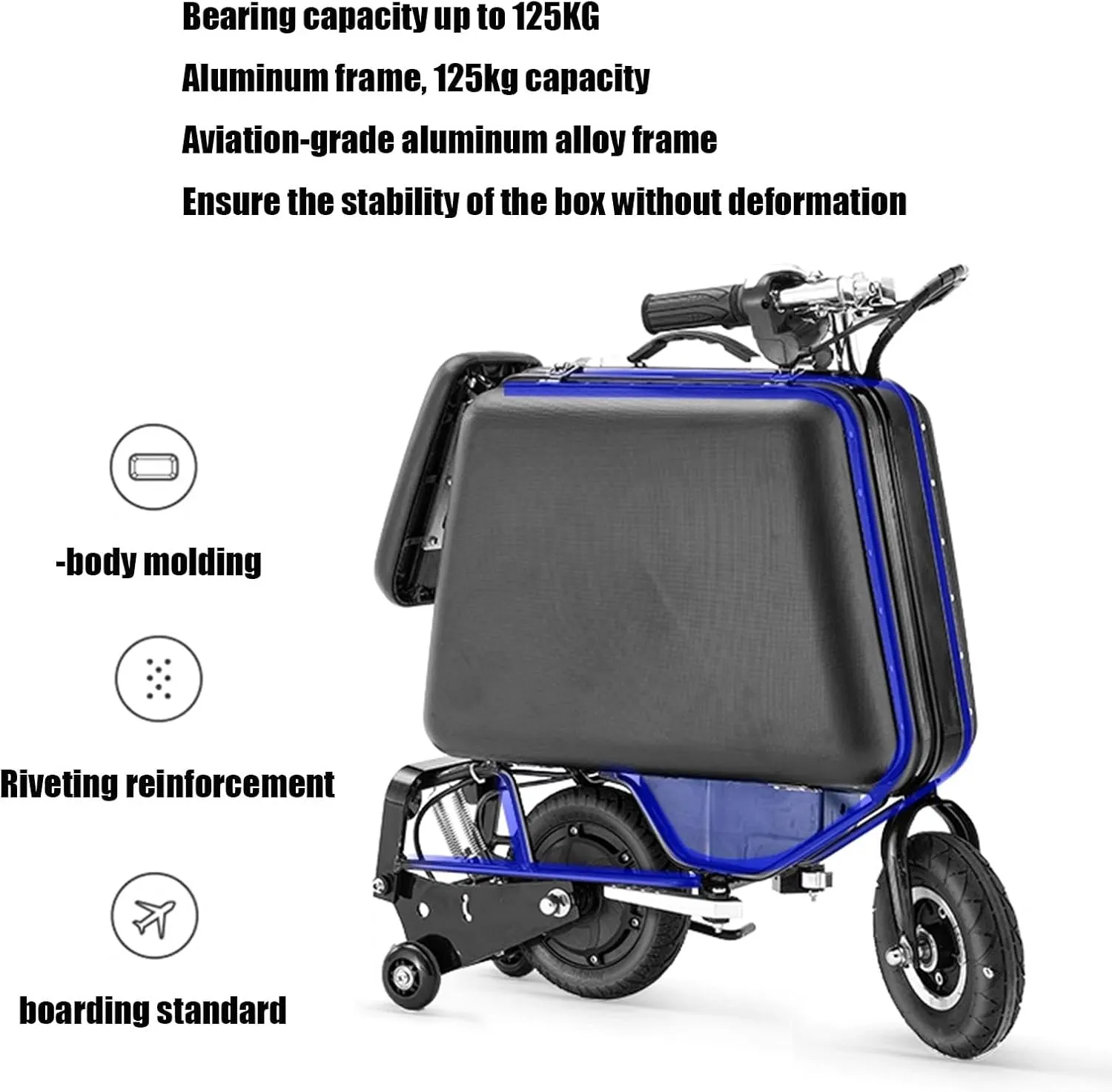 Smart Rideable Suitcase, 20L Large Capacity Foldable Electric Luggage Suitcase with Footrest and Seat