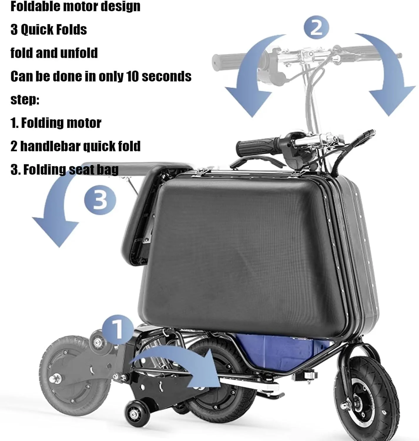 Smart Rideable Suitcase, 20L Large Capacity Foldable Electric Luggage Suitcase with Footrest and Seat