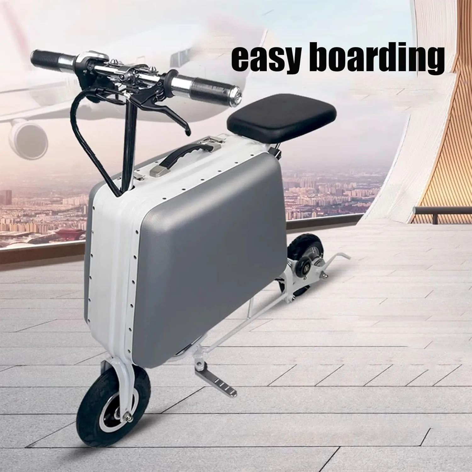Smart Rideable Suitcase, 20L Large Capacity Foldable Electric Luggage Suitcase with Footrest and Seat
