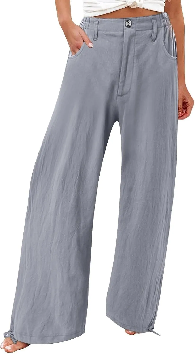 SMIDOW High Waist Wide Leg Pants for Women Trendy 2024 Casual Loose Long Trousers Palazzo Pants with Pockets