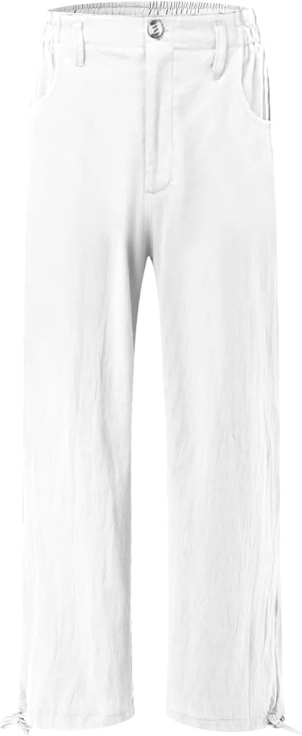 SMIDOW High Waist Wide Leg Pants for Women Trendy 2024 Casual Loose Long Trousers Palazzo Pants with Pockets