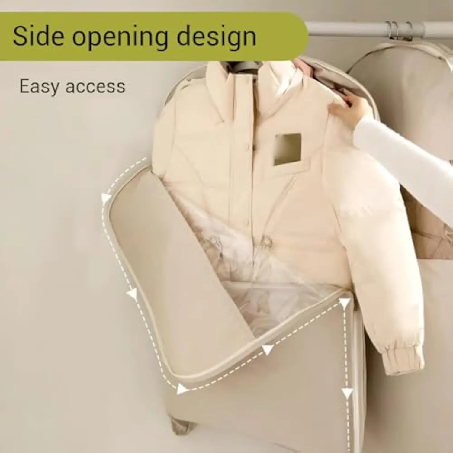 Space Saving Hanging Garment Ba, Space Saving Hanging Garment Bag with Self-Compression Zipper, Space Saver Closet Organizers,Dust Cover Clothes Bags for Down Coat (Pink, XL)