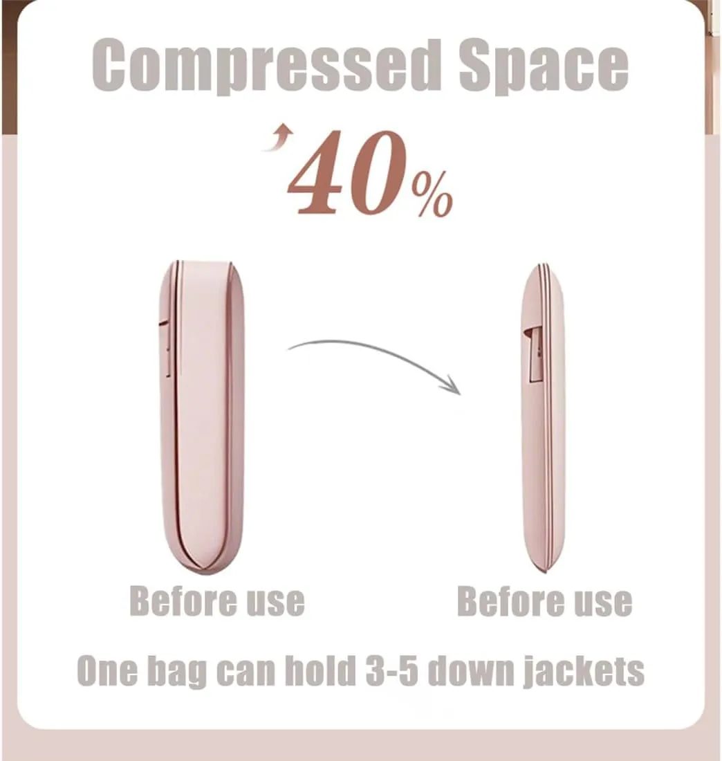 Space Saving Hanging Garment Bag with Self Compression Zipper, 2025 New Ultra Space Saving Self Compression Organizer (Pink, M)