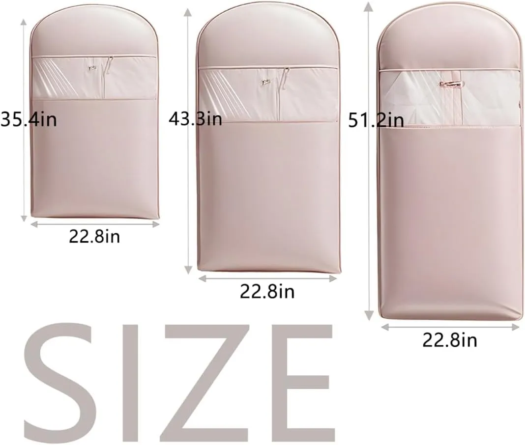 Space Saving Hanging Garment Bag with Self Compression Zipper, 2025 New Ultra Space Saving Self Compression Organizer (Pink, M)