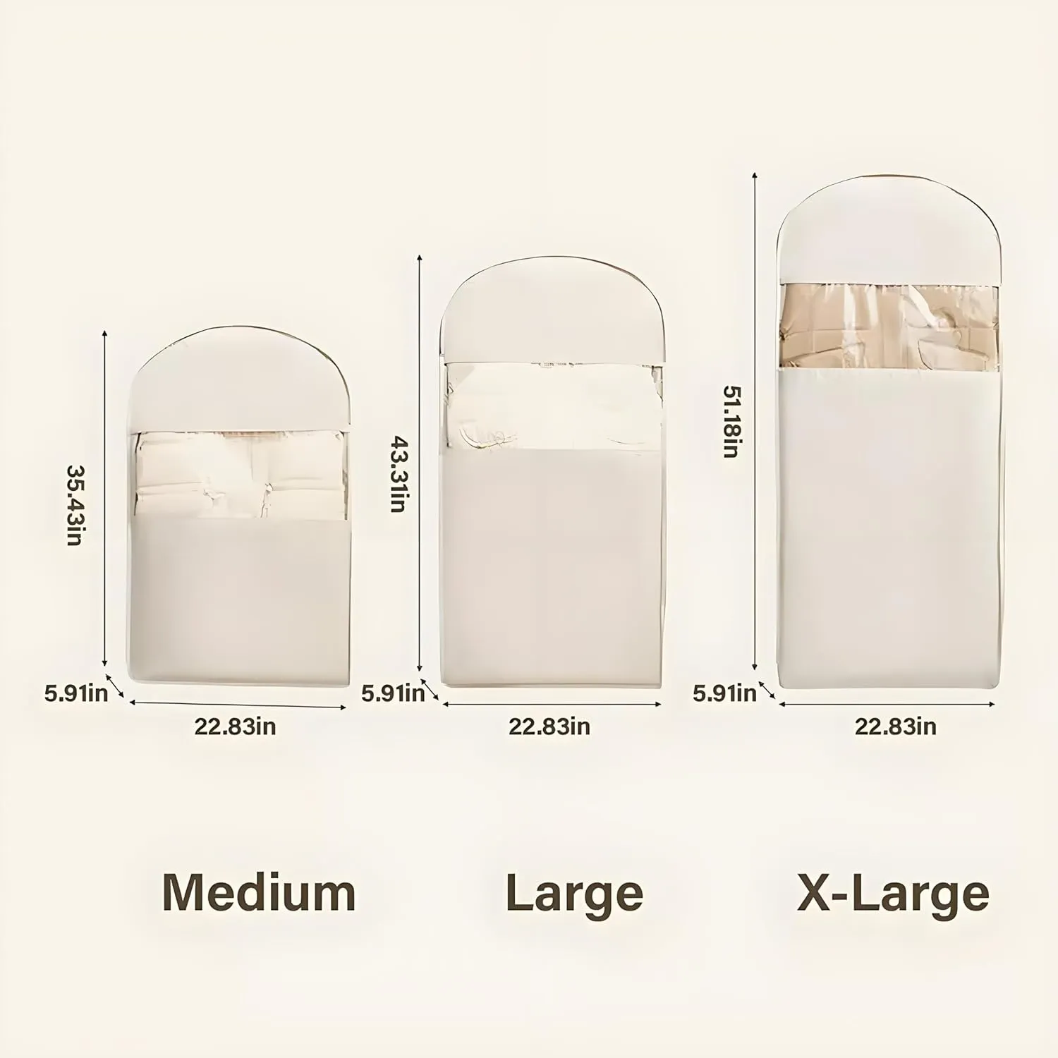 Space Saving Hanging Garment Bag with Self Compression Zipper, Space Saver Closet Organizers for Closet Storage, Dust Cover Clothes Bags for Down Coat (M-Peach)