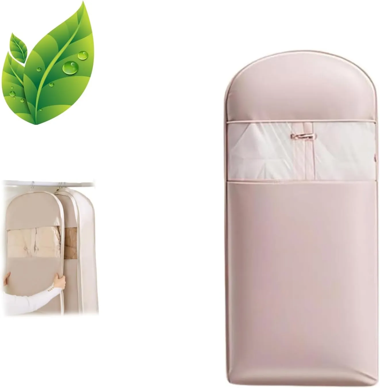 Space Saving Hanging Garment Bag with Self Compression Zipper, Space Saver Closet Organizers, Garment Bags for Hanging Clothes Travel for Moving or Storaging Clothes (Pink,XL)