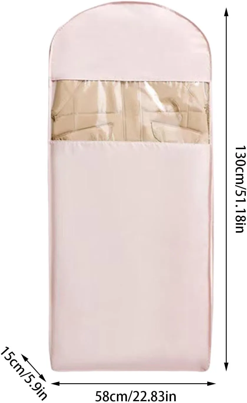 Space Saving Hanging Garment Bag with Self Compression Zipper,Space Saver Closet Organizers,Dust Cover Clothes Bags for Down Coat (Beige, Large) (Beige, XL)