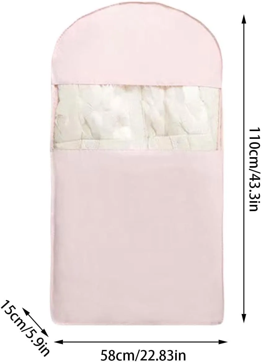 Space Saving Hanging Garment Bag with Self Compression Zipper,Space Saver Closet Organizers,Dust Cover Clothes Bags for Down Coat (Beige, Large) (Pink, L)