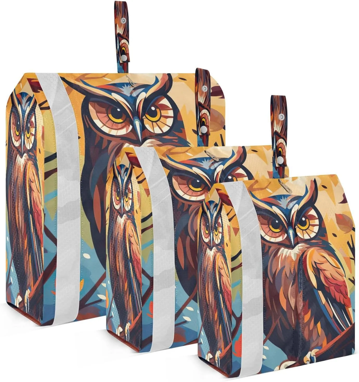 SPRIPORT Art Owl 3 Set Compression Packing Cubes for Travel Lightweight Luggage Organizer Bags for Carry on Suitcase Travel Cubes for Vacation Man Woman Clothes