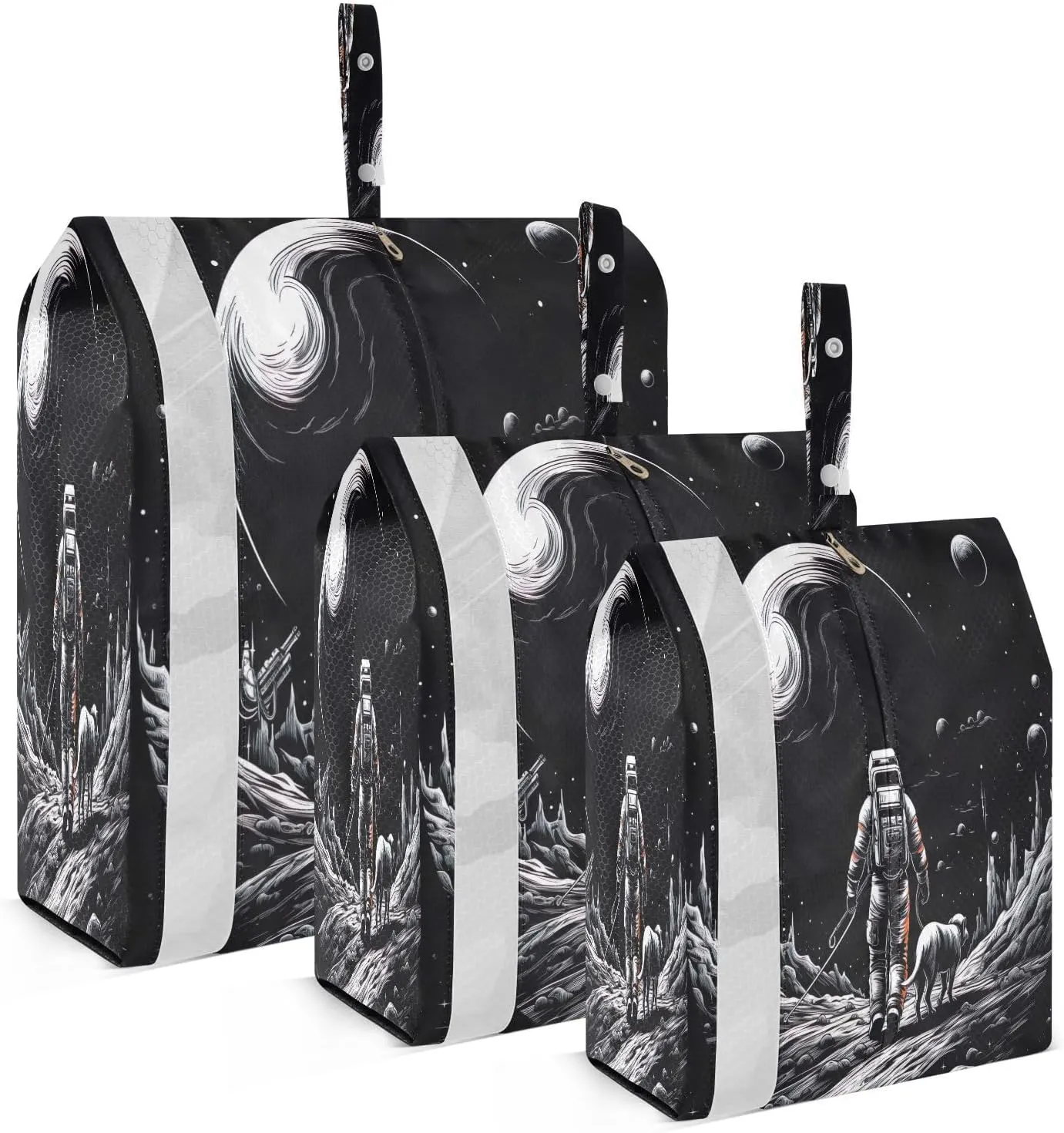 SPRIPORT Astronaut Universe Dog Moon 3 Set Compression Packing Cubes for Travel Lightweight Luggage Organizer Bags for Carry on Suitcase Luggage Cubes for Vacation Man Woman Clothes