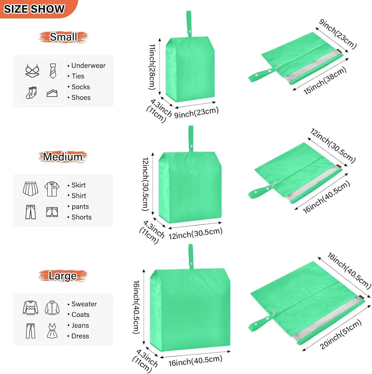 SPRIPORT Bright Green 3 Set Compression Packing Cubes for Travel Lightweight Luggage Organizer Bags for Carry on Suitcase Travel Accessories for Woman Man Clothes Vacation