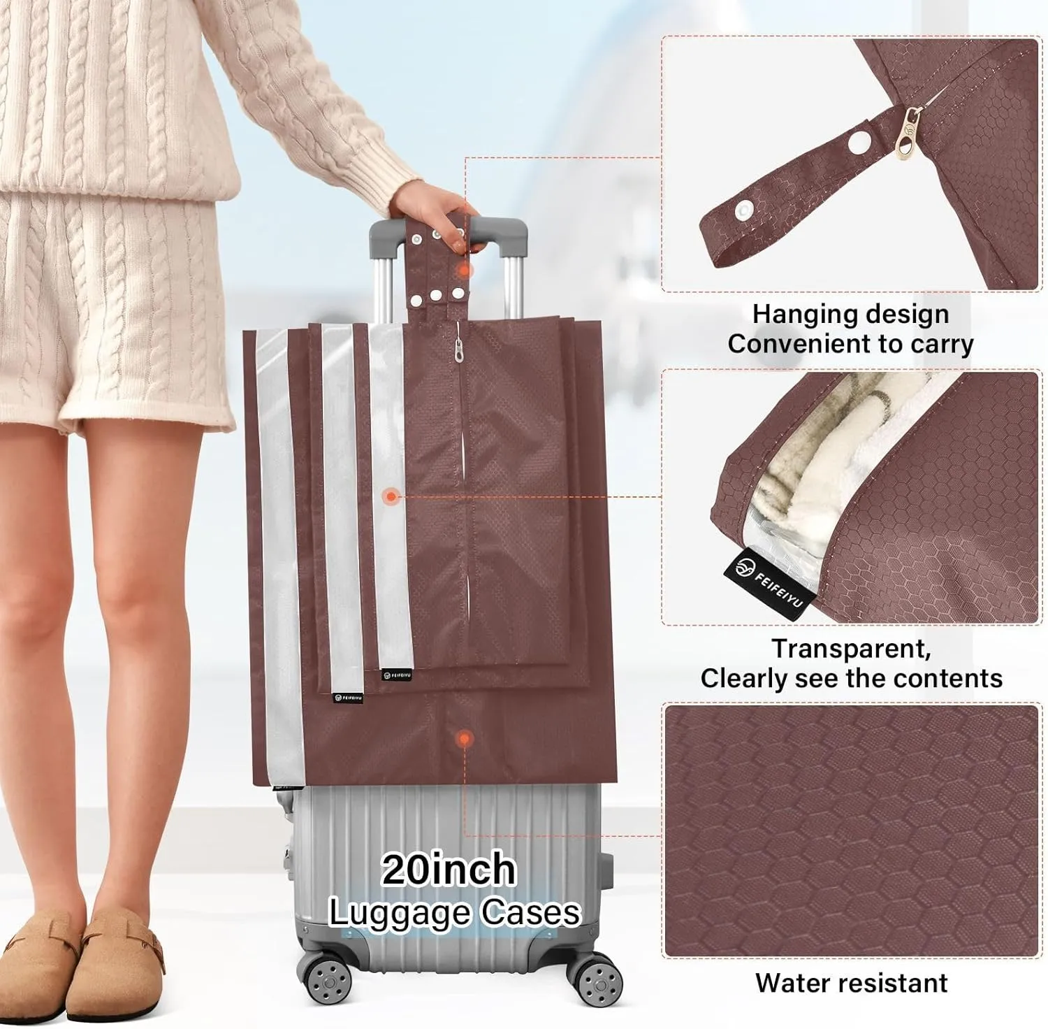 SPRIPORT Burgundy 3 Set Compression Packing Cubes for Travel Lightweight Luggage Organizer Bags for Carry on Suitcase Travel Cubes for Vacation Woman Man Clothes