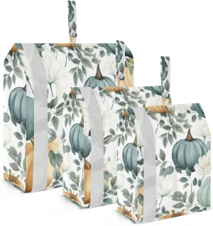 SPRIPORT Fall Pumpkins Leaves 3 Set Compression Packing Cubes for Travel Lightweight Luggage Organizer Bags for Carry on Suitcase Travel Storage Bags for Woman Man Clothes Vacation