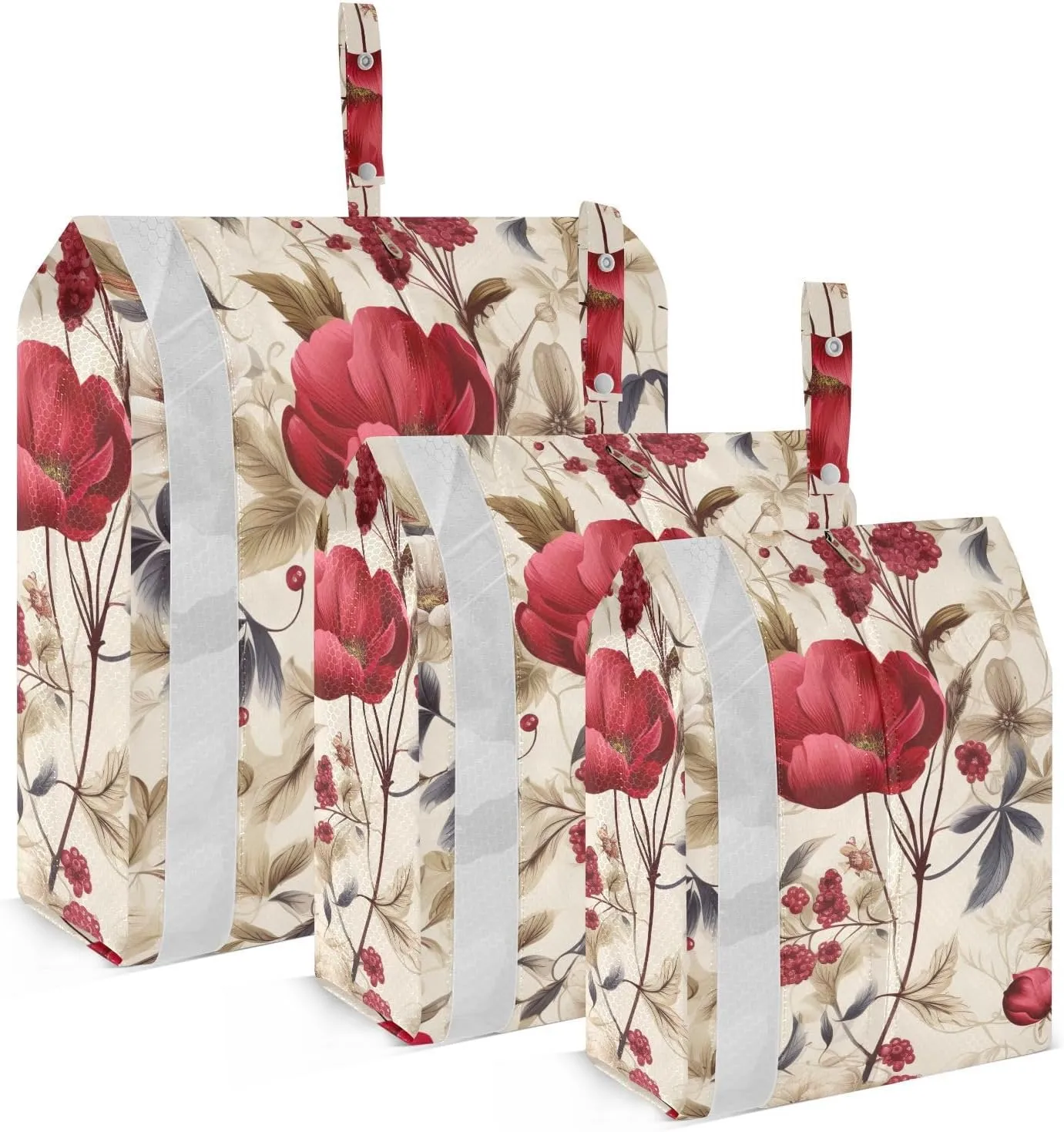 SPRIPORT Floral Flowers Wild Roses 3 Set Compression Packing Cubes for Travel Lightweight Luggage Organizer Bags for Carry on Suitcase Luggage Cubes for Vacation Man Woman Clothes