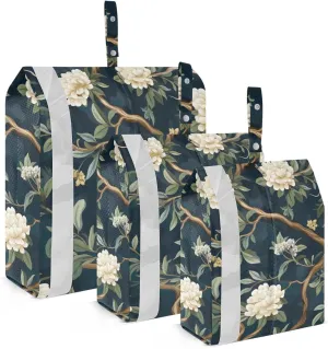SPRIPORT Flower Blue 3 Set Compression Packing Cubes for Travel Lightweight Luggage Organizer Bags for Carry on Suitcase Luggage Cubes for Vacation Man Woman Clothes