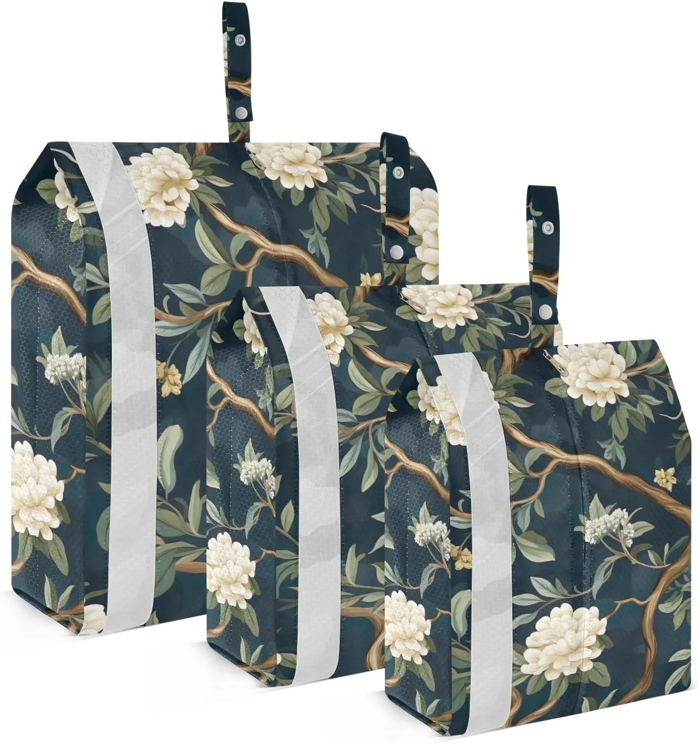 SPRIPORT Flower Blue 3 Set Compression Packing Cubes for Travel Lightweight Luggage Organizer Bags for Carry on Suitcase Luggage Cubes for Vacation Man Woman Clothes