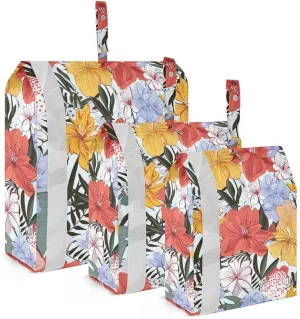 SPRIPORT Hand Drawn Floral Plants 3 Set Compression Packing Cubes for Travel Lightweight Luggage Organizer Bags for Carry on Suitcase Travel Cubes for Man Woman Vacation Clothes