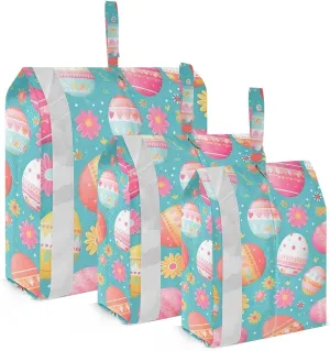 SPRIPORT Happy Easter Watercolor Eggs 3 Set Compression Packing Cubes for Travel Lightweight Luggage Organizer Bags for Carry on Suitcase Travel Storage Bags for Woman Man Vacation Clothes