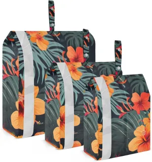 SPRIPORT Leaves Hibiscus Flower Tropical 3 Set Compression Packing Cubes for Travel Lightweight Luggage Organizer Bags for Carry on Suitcase Luggage Cubes for Woman Man Clothes Vacation