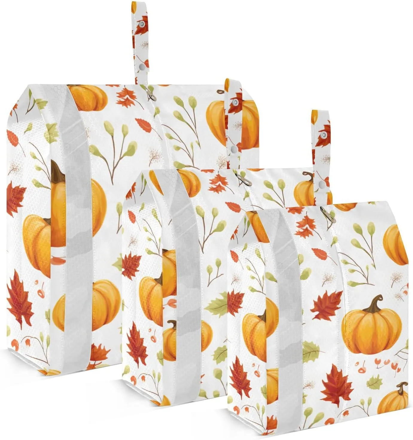 SPRIPORT Leaves Pumpkins Fall 3 Set Compression Packing Cubes for Travel Lightweight Luggage Organizer Bags for Carry on Suitcase Luggage Cubes for Man Woman Vacation Clothes