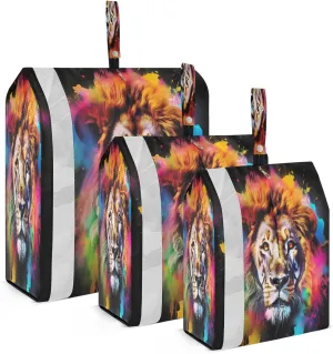 SPRIPORT Lion Colorful 3 Set Compression Packing Cubes for Travel Lightweight Luggage Organizer Bags for Carry on Suitcase Travel Cubes for Woman Man Vacation Clothes