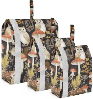 SPRIPORT Owls Fall Mushrooms Leaves 3 Set Compression Packing Cubes for Travel Lightweight Luggage Organizer Bags for Carry on Suitcase Luggage Cubes for Man Woman Vacation Clothes