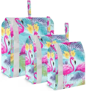 SPRIPORT Palms Leaves Flamingo 3 Set Compression Packing Cubes for Travel Lightweight Luggage Organizer Bags for Carry on Suitcase Travel Storage Bags for Woman Man Vacation Clothes