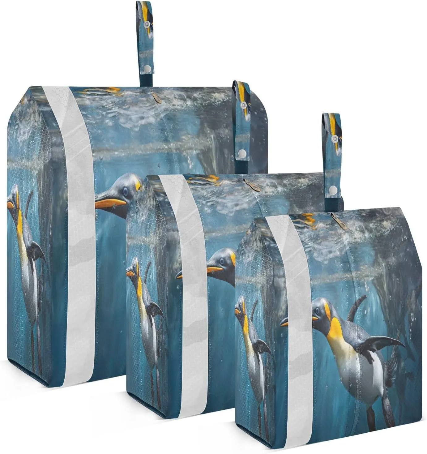 SPRIPORT Penguin Swimming 3 Set Compression Packing Cubes for Travel Lightweight Luggage Organizer Bags for Carry on Suitcase Travel Cubes for Vacation Man Woman Clothes