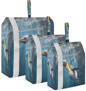 SPRIPORT Penguin Swimming 3 Set Compression Packing Cubes for Travel Lightweight Luggage Organizer Bags for Carry on Suitcase Travel Cubes for Vacation Man Woman Clothes