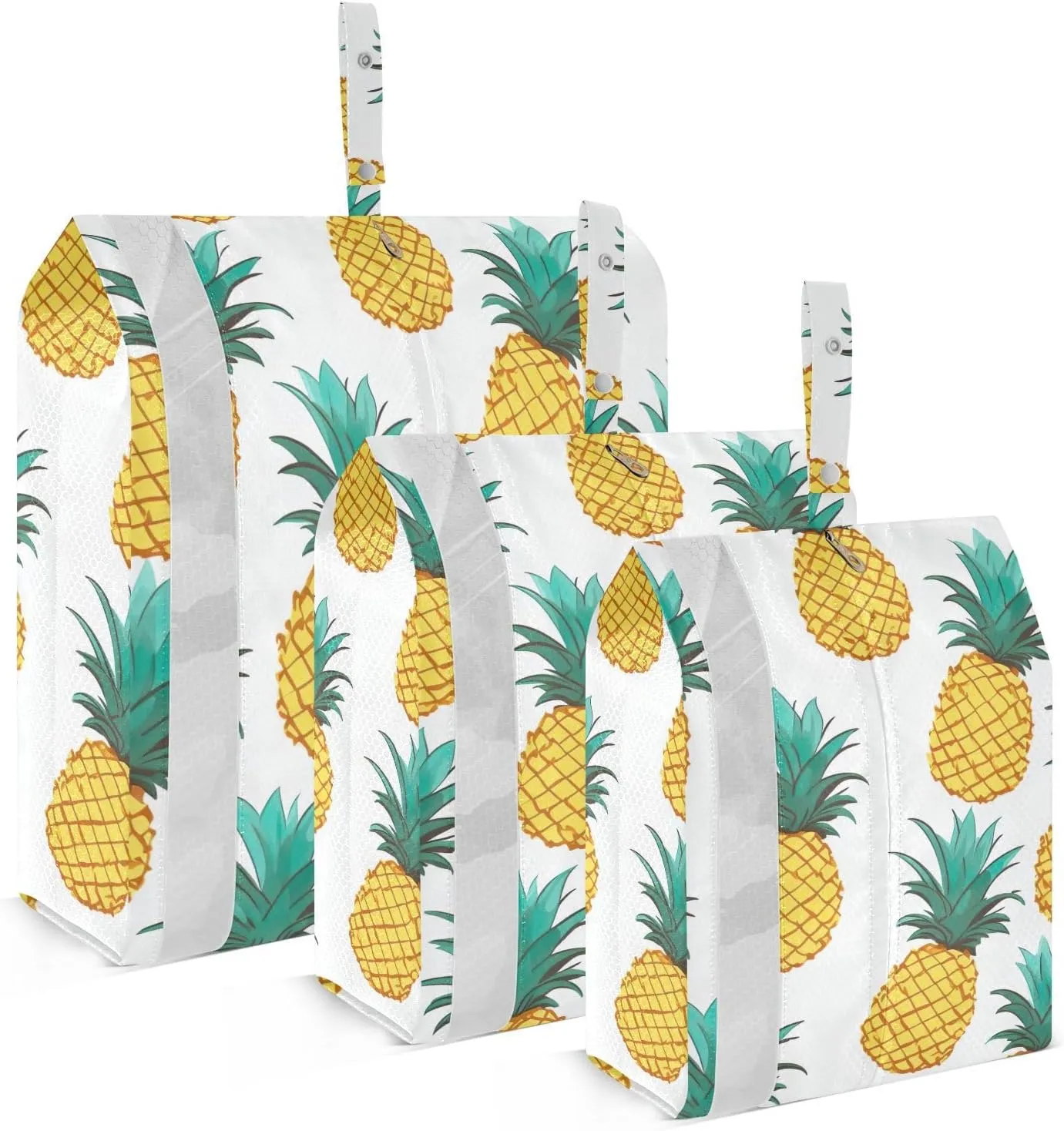 SPRIPORT Pineapple White 3 Set Compression Packing Cubes for Travel Lightweight Luggage Organizer Bags for Carry on Suitcase Luggage Cubes for Vacation Woman Man Clothes