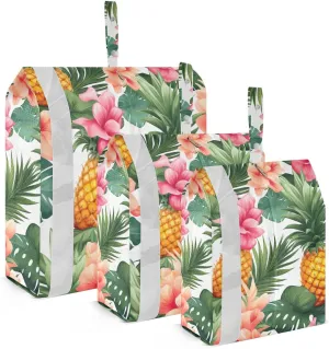 SPRIPORT Pineapples Hibiscus Tropical 3 Set Compression Packing Cubes for Travel Lightweight Luggage Organizer Bags for Carry on Suitcase Travel Cubes for Man Woman Vacation Clothes