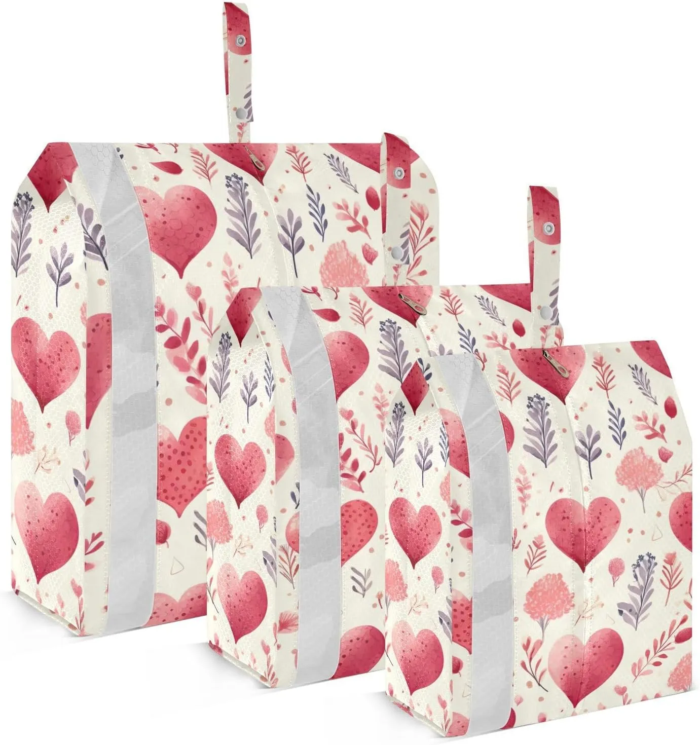SPRIPORT Red Hearts Valentine 3 Set Compression Packing Cubes for Travel Lightweight Luggage Organizer Bags for Carry on Suitcase Travel Essentials for Vacation Woman Man Clothes