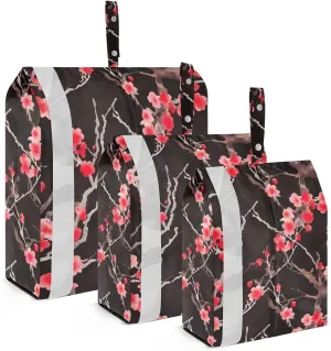 SPRIPORT Red Plum Flowers 3 Set Compression Packing Cubes for Travel Lightweight Luggage Organizer Bags for Carry on Suitcase Luggage Cubes for Man Woman Clothes Vacation