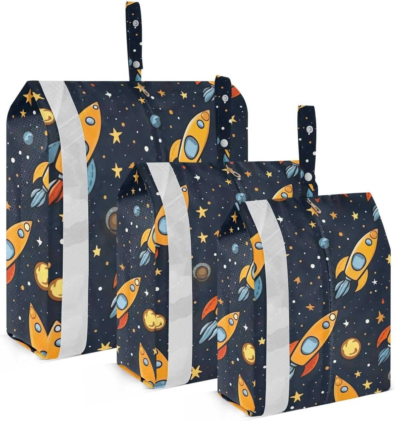 SPRIPORT Space Doodle Cartoon 3 Set Compression Packing Cubes for Travel Lightweight Luggage Organizer Bags for Carry on Suitcase Travel Cubes for Vacation Woman Man Clothes