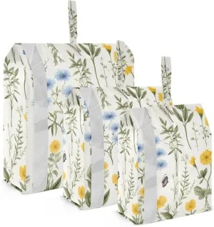SPRIPORT Spring Wildflower Leaves Flowers 3 Set Compression Packing Cubes for Travel Lightweight Luggage Organizer Bags for Carry on Suitcase Travel Essentials for Woman Man Vacation Clothes