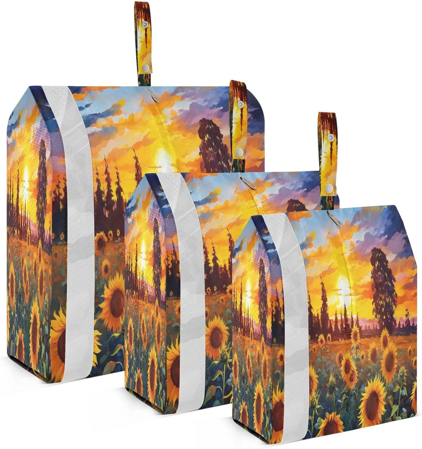 SPRIPORT Sunflowers Painting 3 Set Compression Packing Cubes for Travel Lightweight Luggage Organizer Bags for Carry on Suitcase Luggage Cubes for Man Woman Vacation Clothes