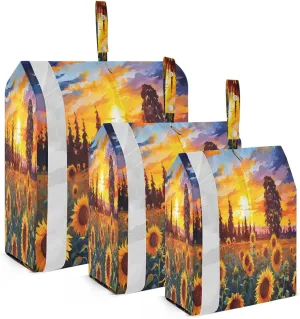 SPRIPORT Sunflowers Painting 3 Set Compression Packing Cubes for Travel Lightweight Luggage Organizer Bags for Carry on Suitcase Luggage Cubes for Man Woman Vacation Clothes
