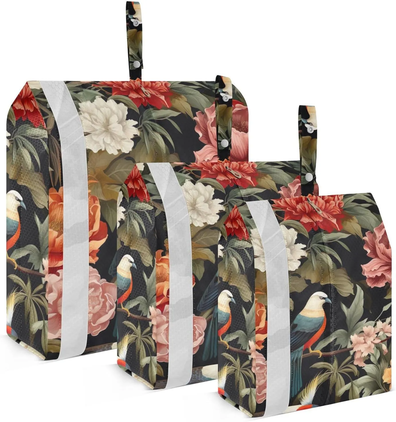 SPRIPORT Tropical Floral Birds Flowers 3 Set Compression Packing Cubes for Travel Lightweight Luggage Organizer Bags for Carry on Suitcase Travel Cubes for Vacation Man Woman Clothes
