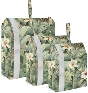 SPRIPORT Tropical Green Blossoms Flowers 3 Set Compression Packing Cubes for Travel Lightweight Luggage Organizer Bags for Carry on Suitcase Luggage Cubes for Man Woman Clothes Vacation