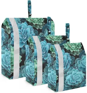 SPRIPORT Tropical Succulents Blue 3 Set Compression Packing Cubes for Travel Lightweight Luggage Organizer Bags for Carry on Suitcase Travel Cubes for Vacation Man Woman Clothes