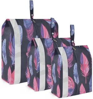 SPRIPORT Watercolor Feather 3 Set Compression Packing Cubes for Travel Lightweight Luggage Organizer Bags for Carry on Suitcase Travel Cubes for Woman Man Vacation Clothes